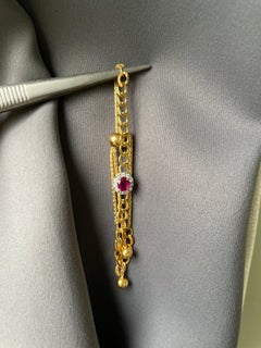 GIA certified Burmese Unheated Ruby and Diamonds bracelet in 18K gold