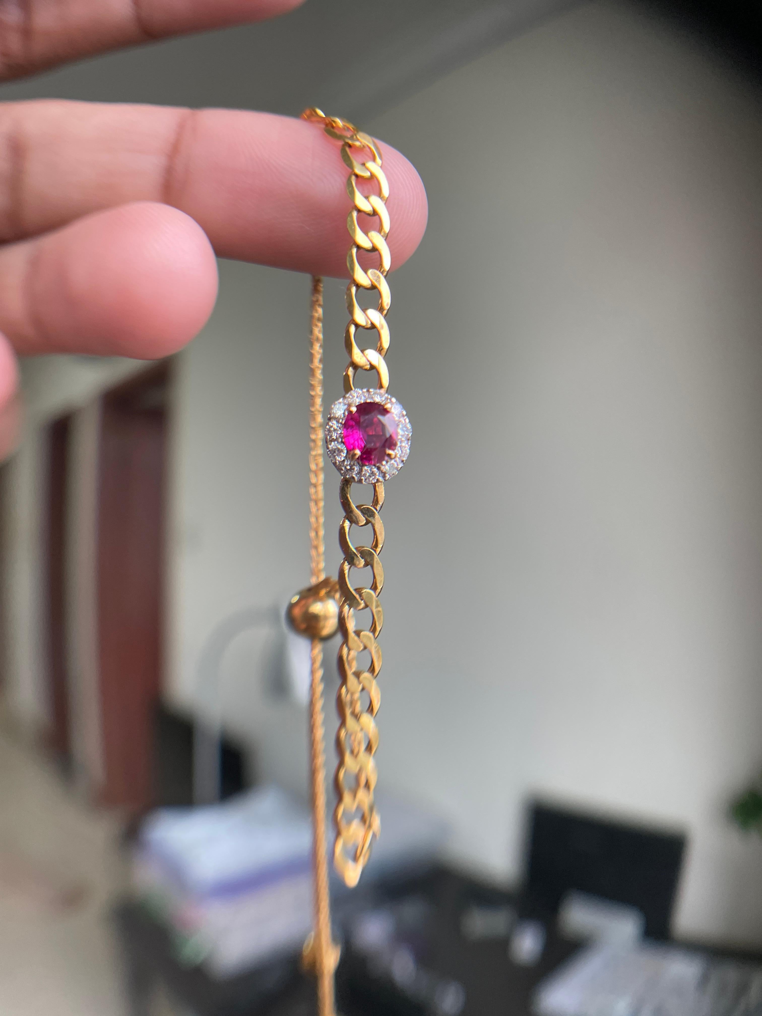Art déco Bracelet birman non chauffé et diamants certifié GIA en or 18 carats en vente