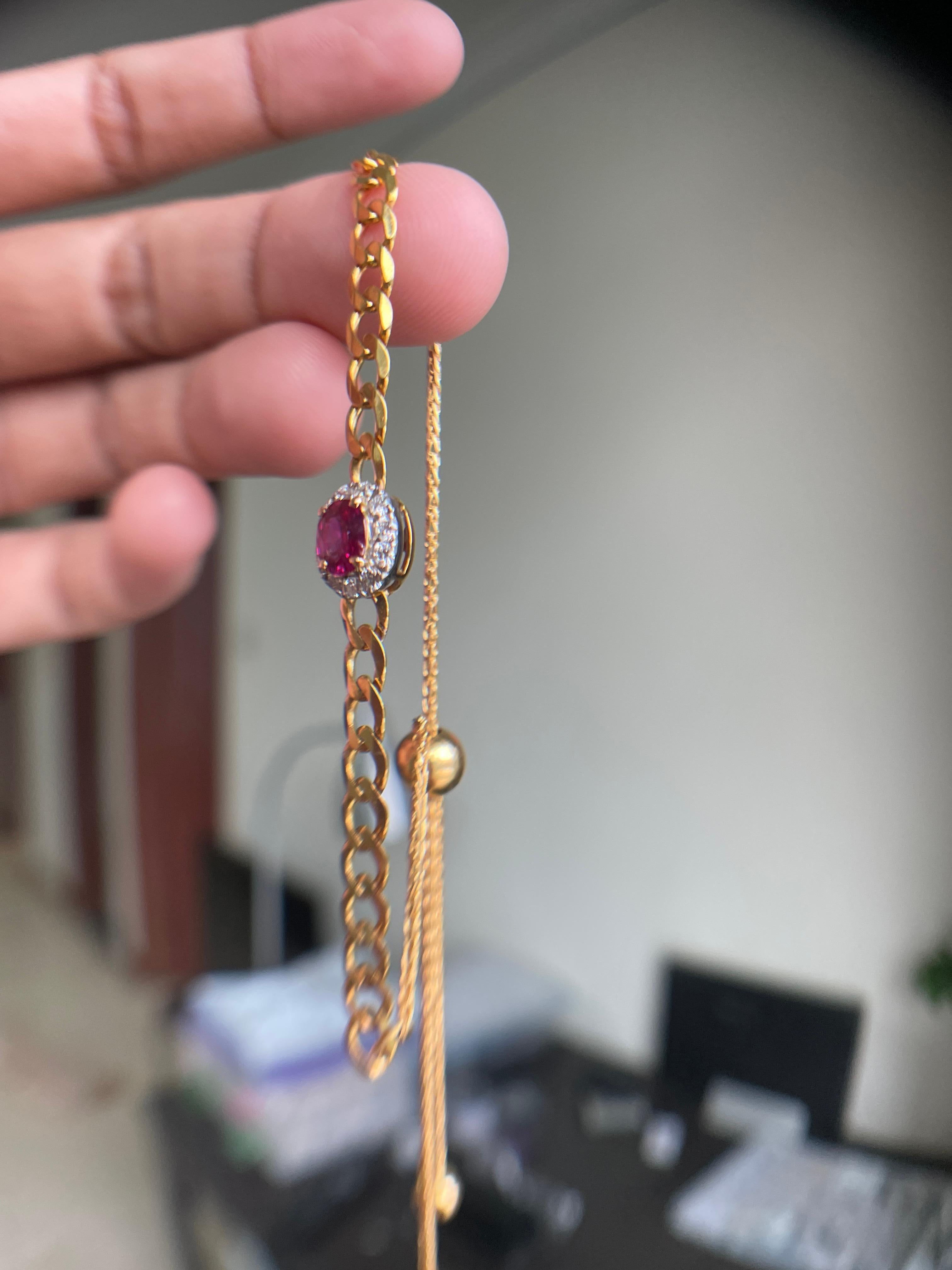 Taille ovale Bracelet birman non chauffé et diamants certifié GIA en or 18 carats en vente