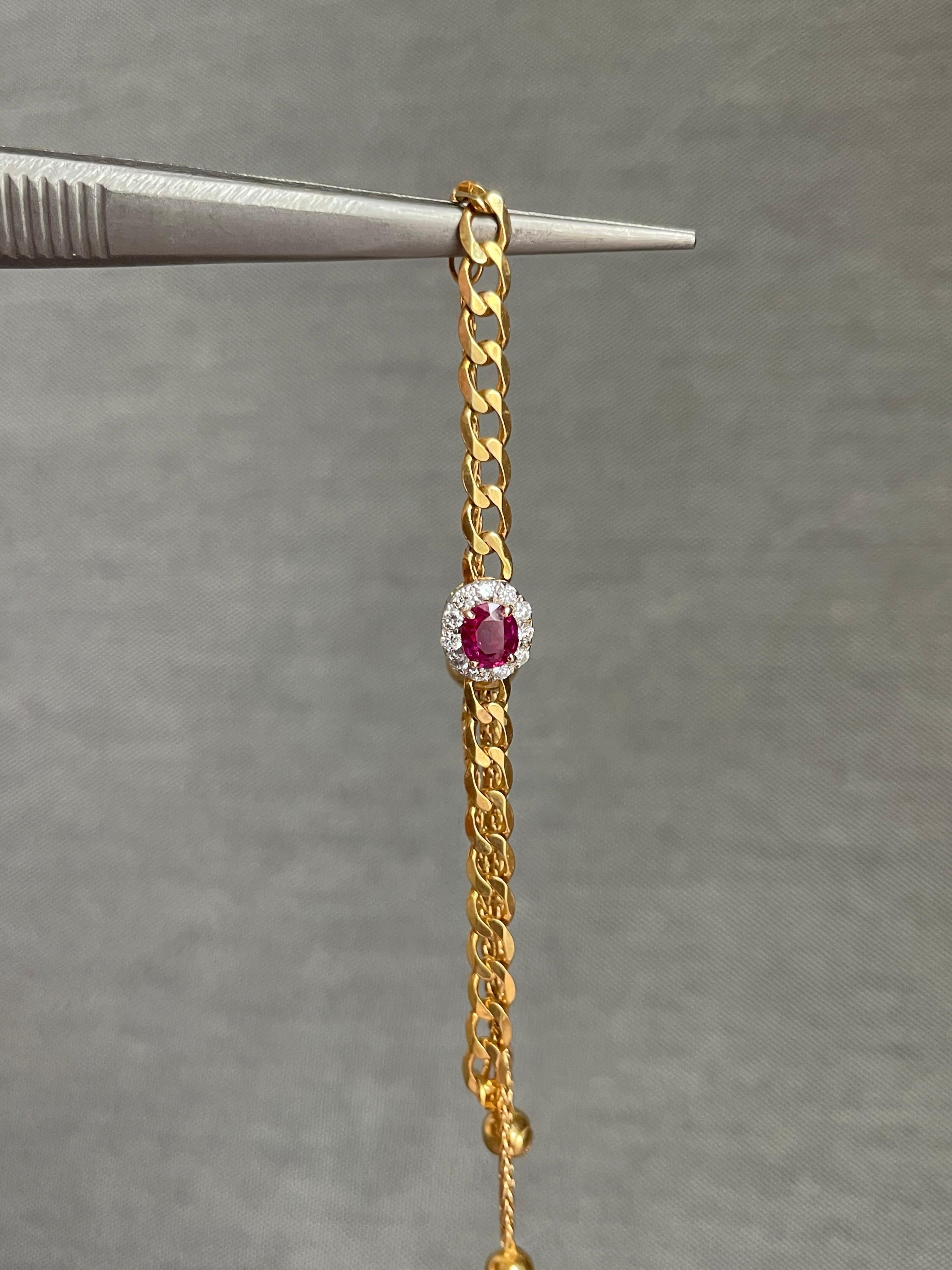 Bracelet birman non chauffé et diamants certifié GIA en or 18 carats Neuf - En vente à Singapore, SG