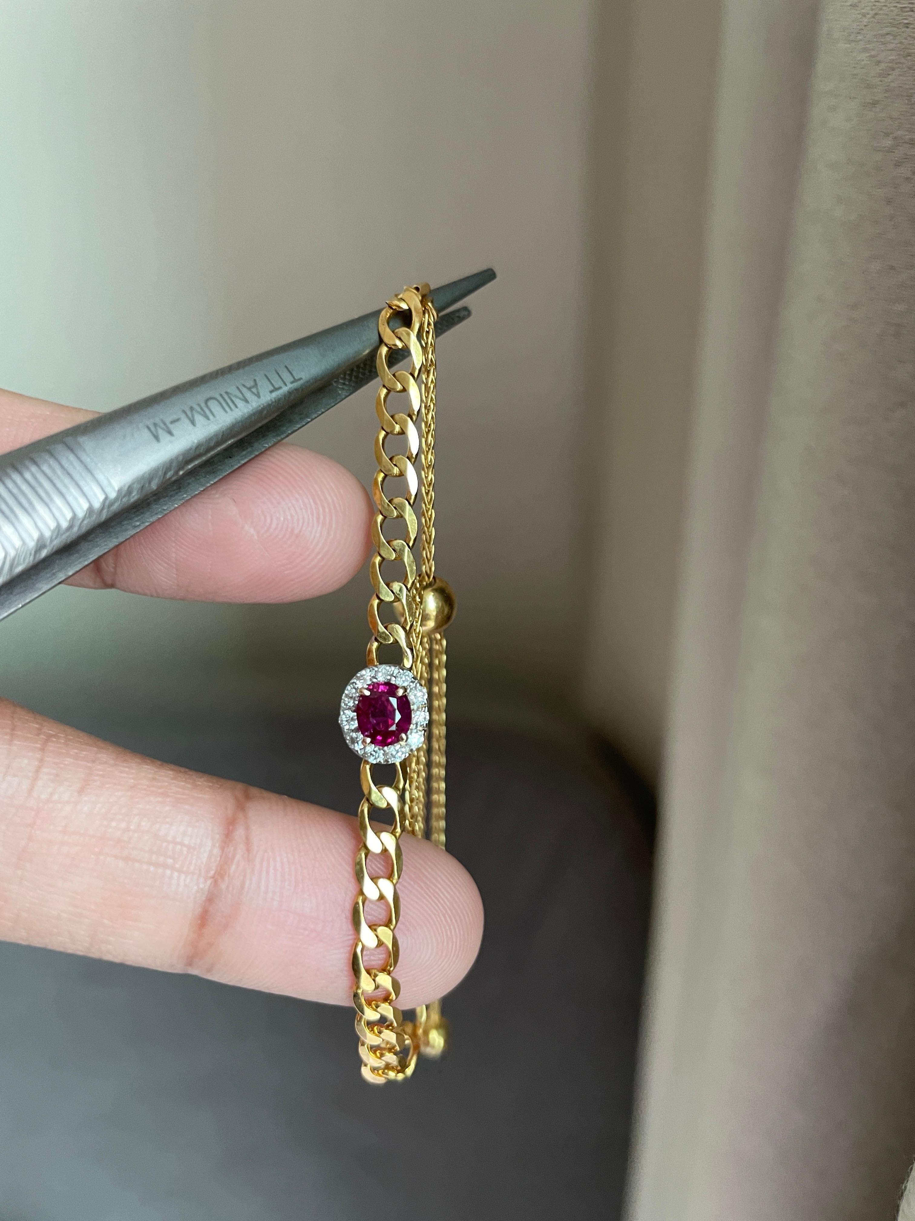 Bracelet birman non chauffé et diamants certifié GIA en or 18 carats Pour femmes en vente