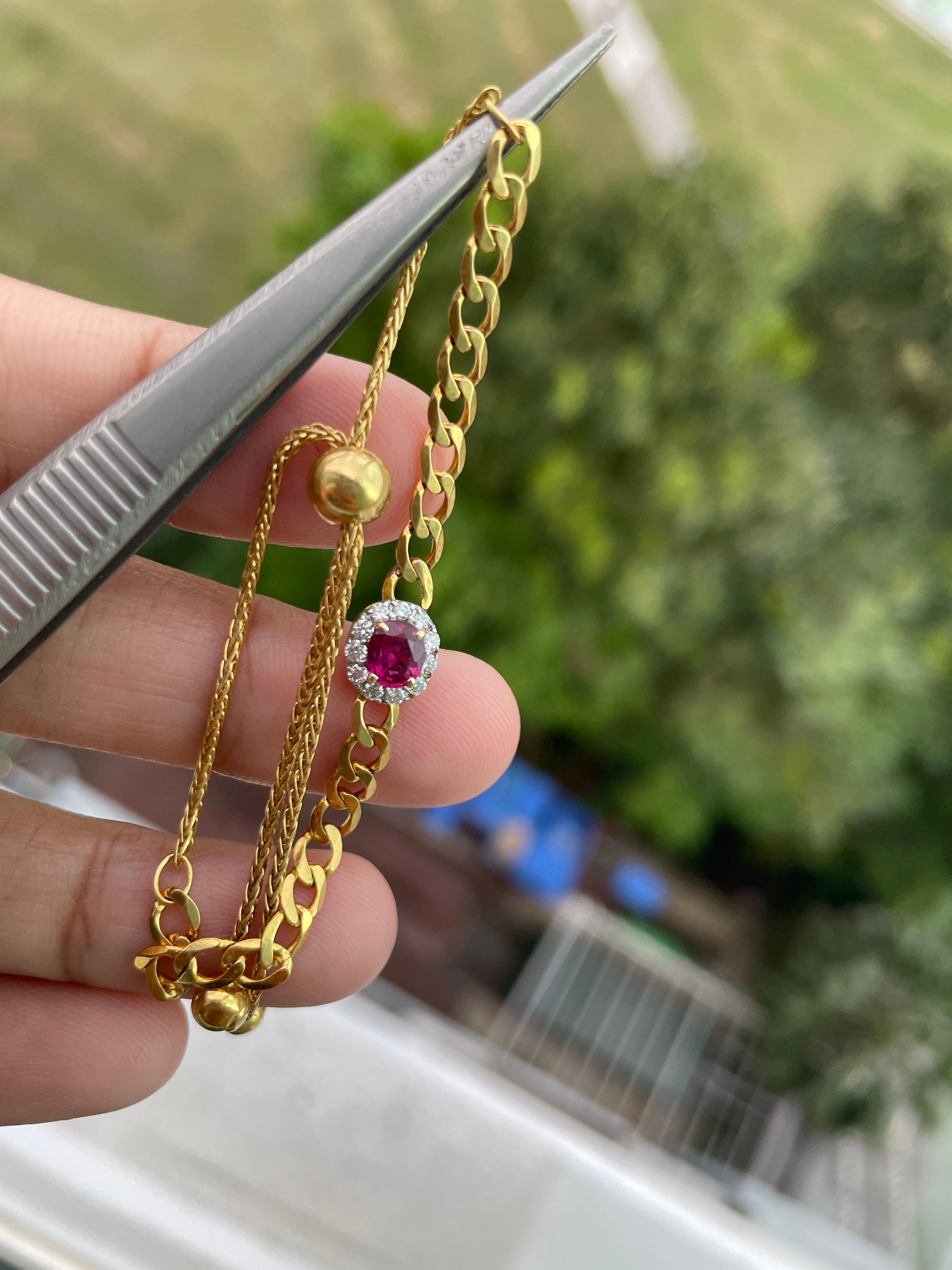 Bracelet birman non chauffé et diamants certifié GIA en or 18 carats en vente 2