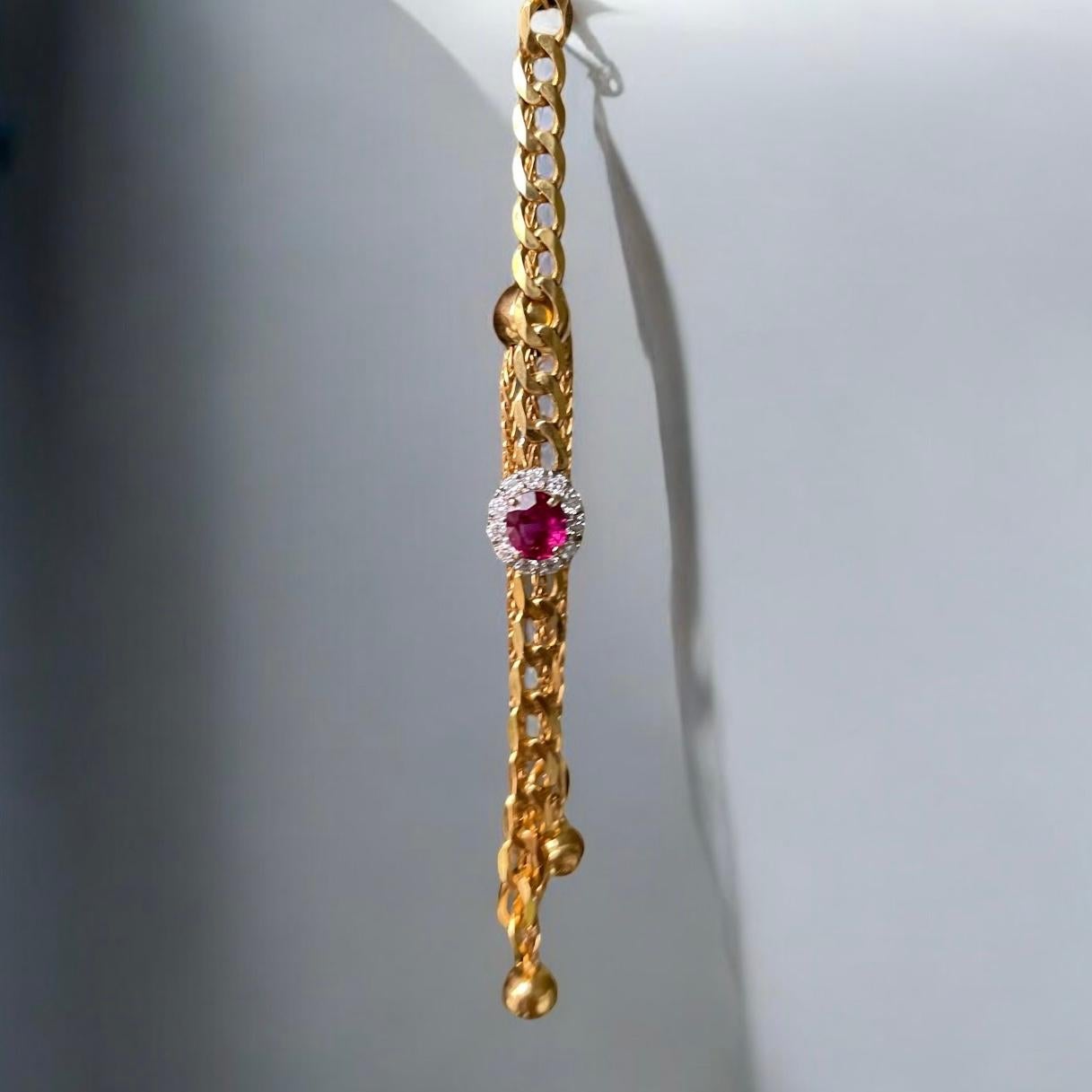 Bracelet birman non chauffé et diamants certifié GIA en or 18 carats en vente 3