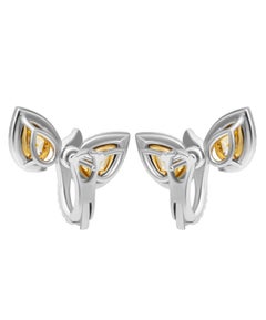 GIA Certified ByPass Earring with Fancy Yellow Pear Shape Diamonds