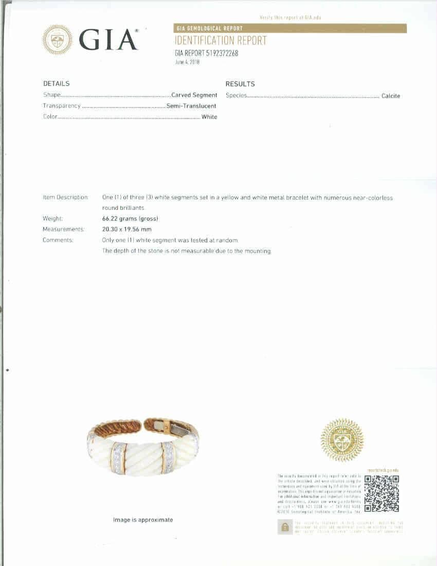 GIA Certified Calcite Diamond Yellow Gold Bangle Bracelet In Good Condition For Sale In Stamford, CT