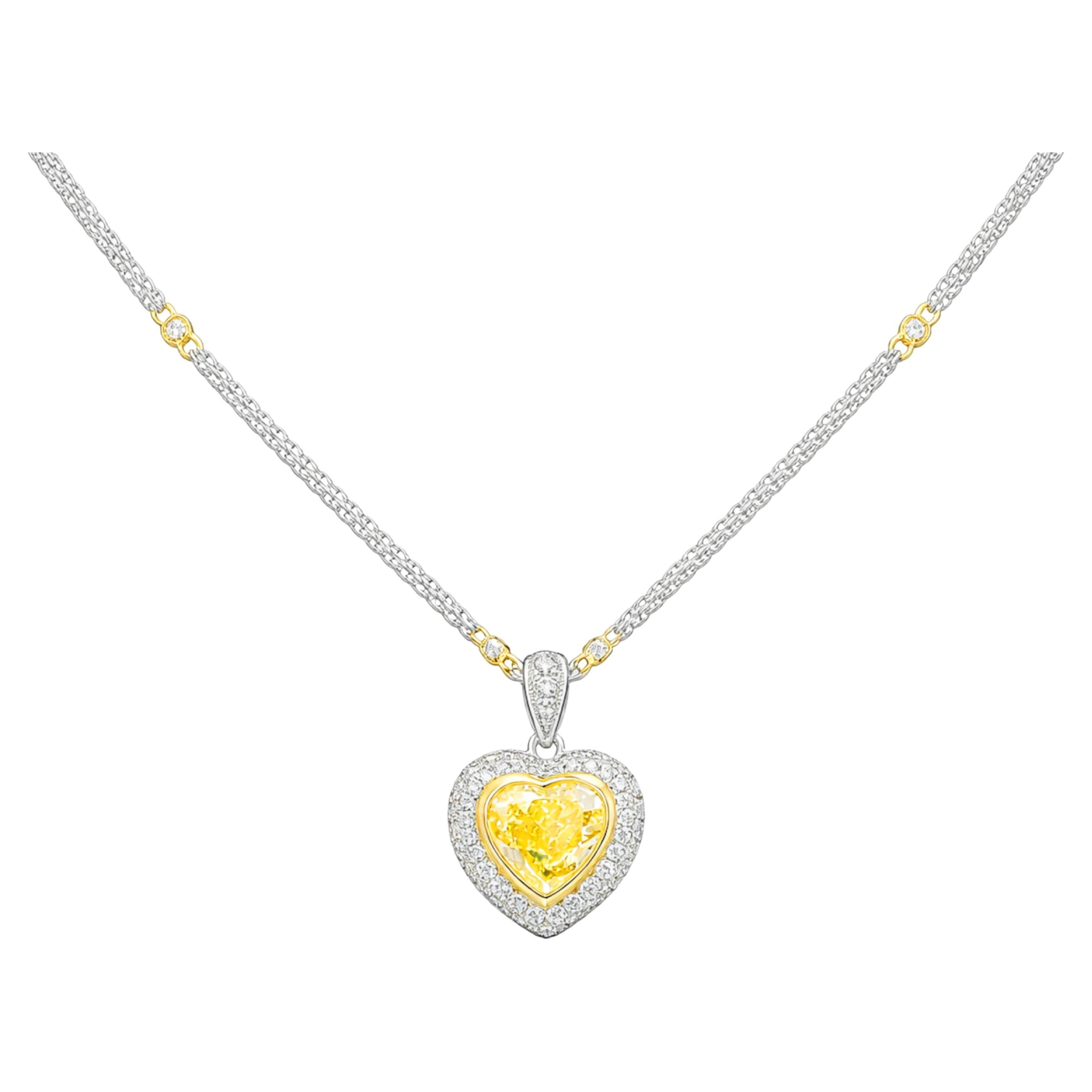 GIA Certified Carat Fancy Yellow Heart-Shaped Diamond Pendant Necklace