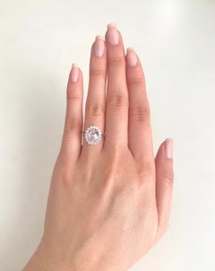 GIA Certified 1.85 Ct. Natural Oval Pink Sapphire Diamond Halo Engagement Ring