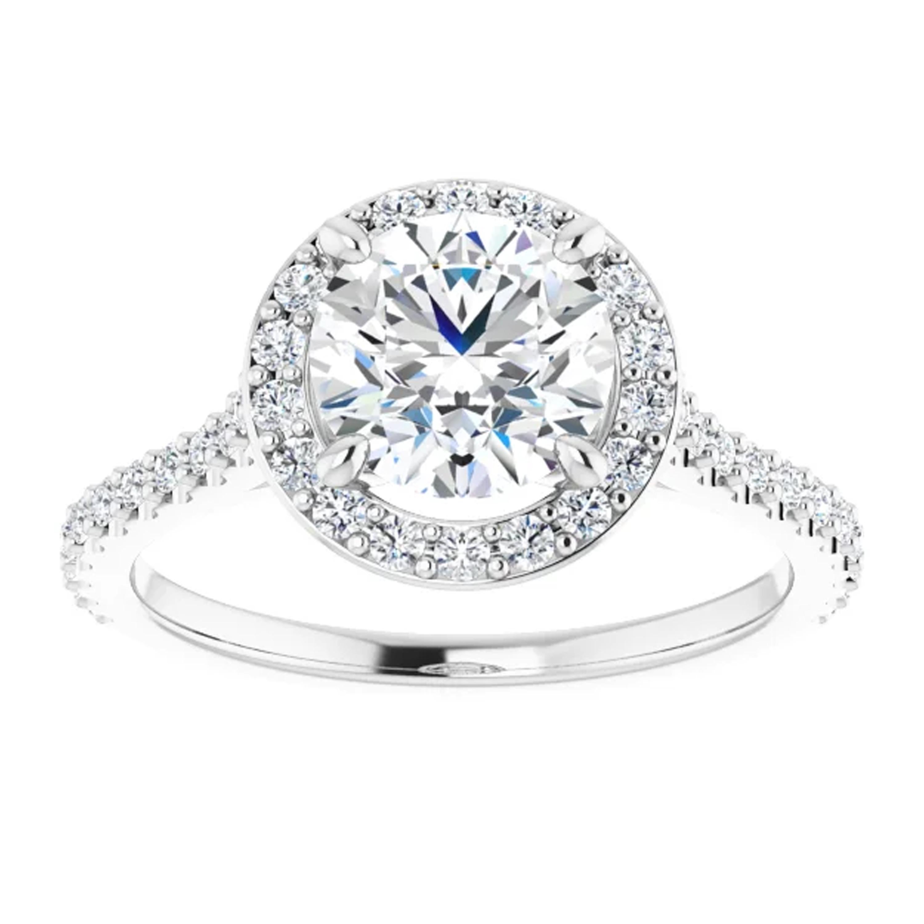 Round Cut GIA Certified Cathedral Halo Round Diamond Engagement Ring For Sale