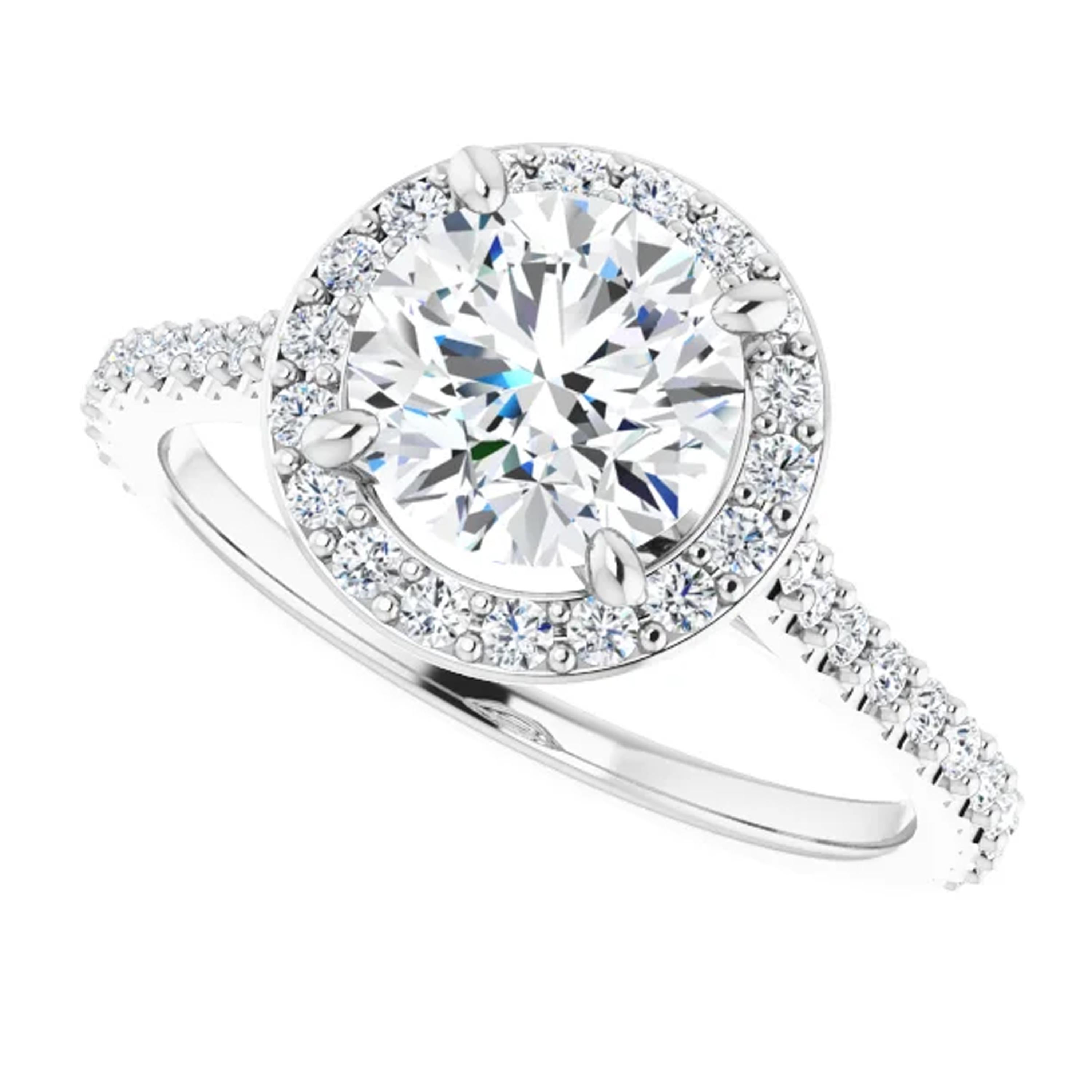 GIA Certified Cathedral Halo Round Diamond Engagement Ring For Sale 1