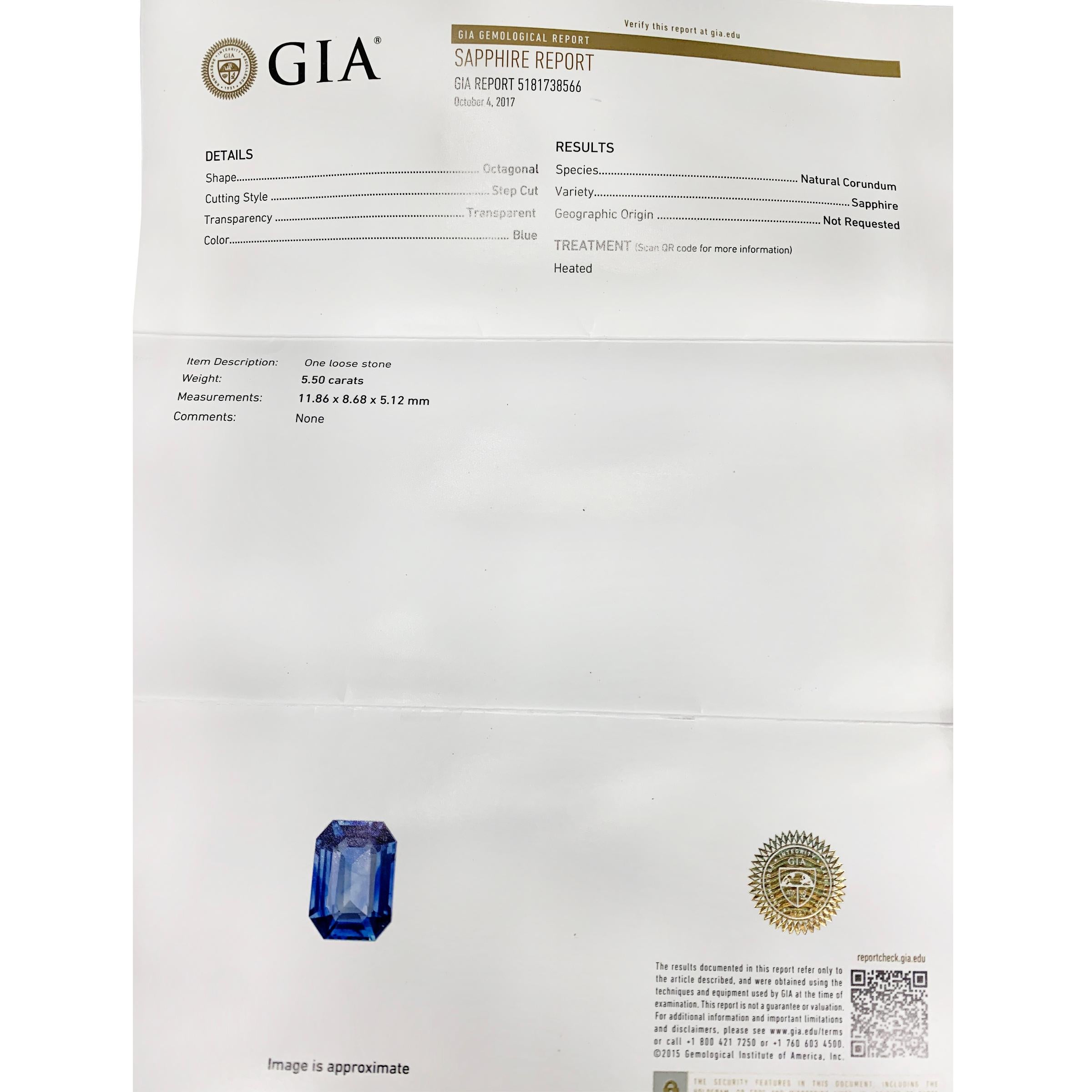 Women's GIA Certified Ceylon Sapphire & Diamond Ring in 18 Karat White Gold