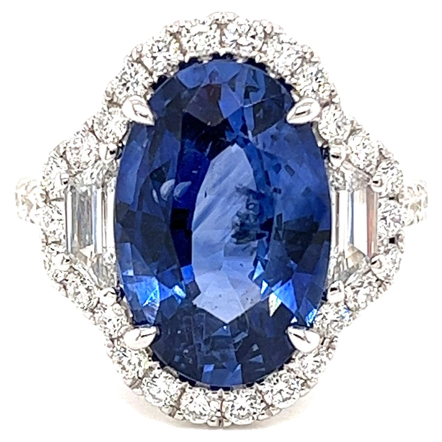 GIA Certified Ceylon Sapphire & Diamond Ring in 18 Karat White Gold