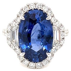 GIA Certified Ceylon Sapphire & Diamond Ring in 18 Karat White Gold