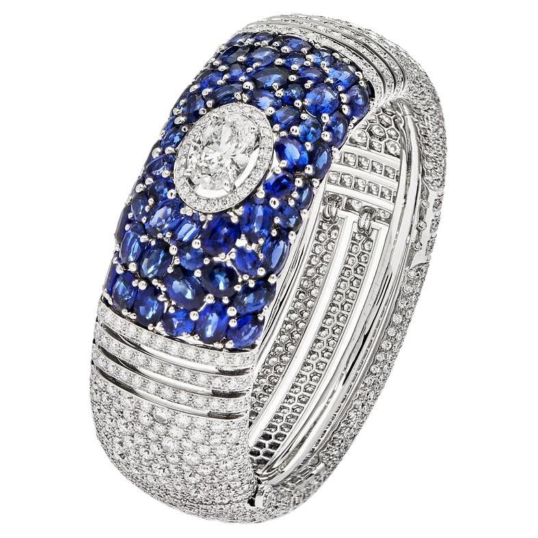 GIA zertifizierte Chanel Deep Blue Armband in 18K Weißgold mit Saphiren J62577 im Angebot