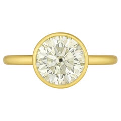 Bague de fiançailles avec chaton en or jaune 14K et diamant brillant circulaire certifié GIA