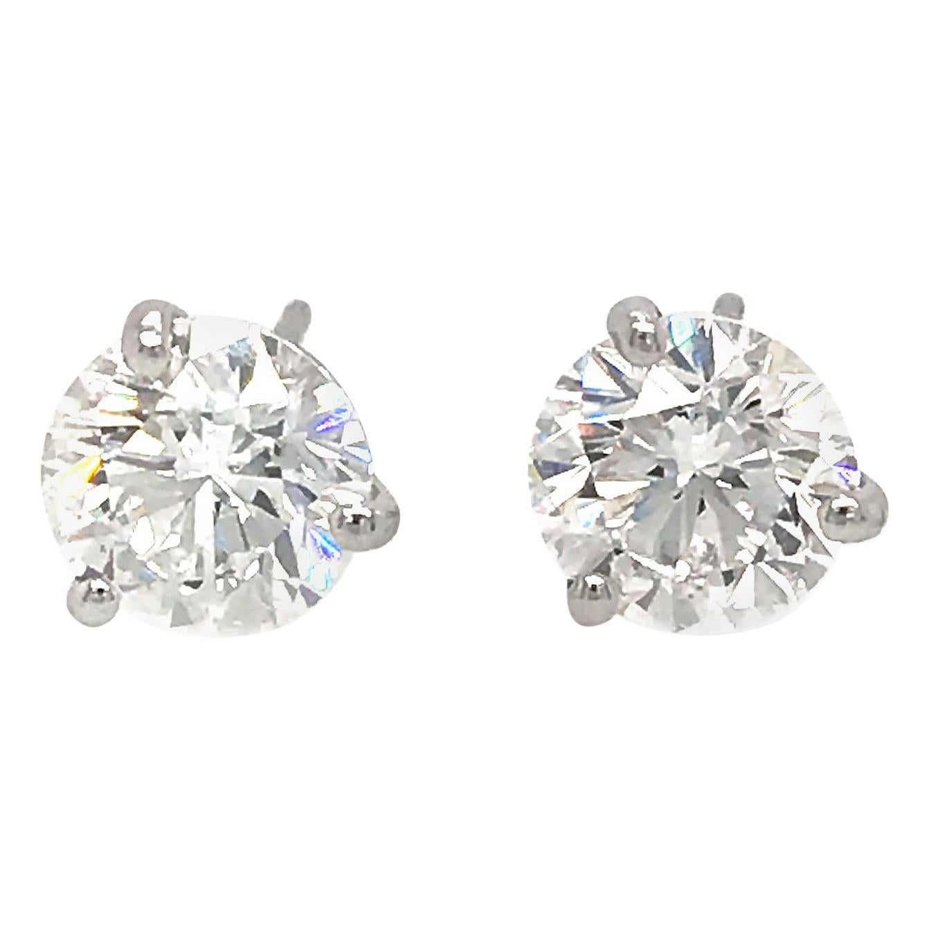 GIA Certified Classic 3.02 Diamond Carat Stud Earrings