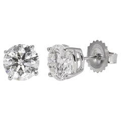 Clous d'oreilles classiques en or blanc 14 carats avec diamants ronds brillants certifiés GIA