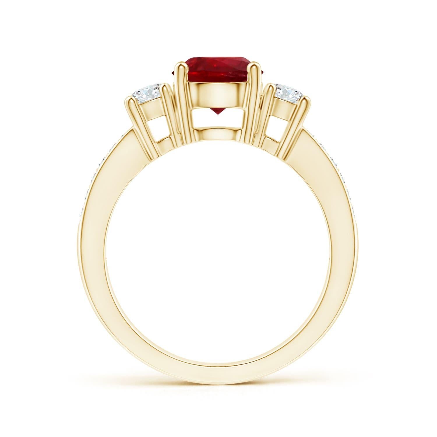 Angara GIA Certified Natural Classic Ruby and Diamond Ring in Yellow Gold 2