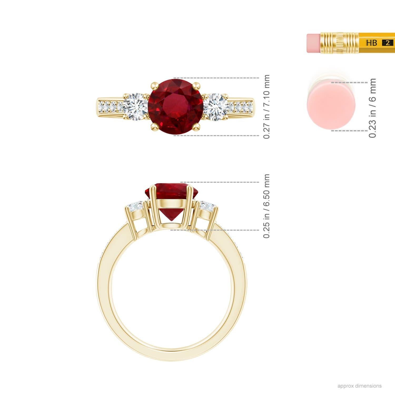Angara GIA Certified Natural Classic Ruby and Diamond Ring in Yellow Gold 4