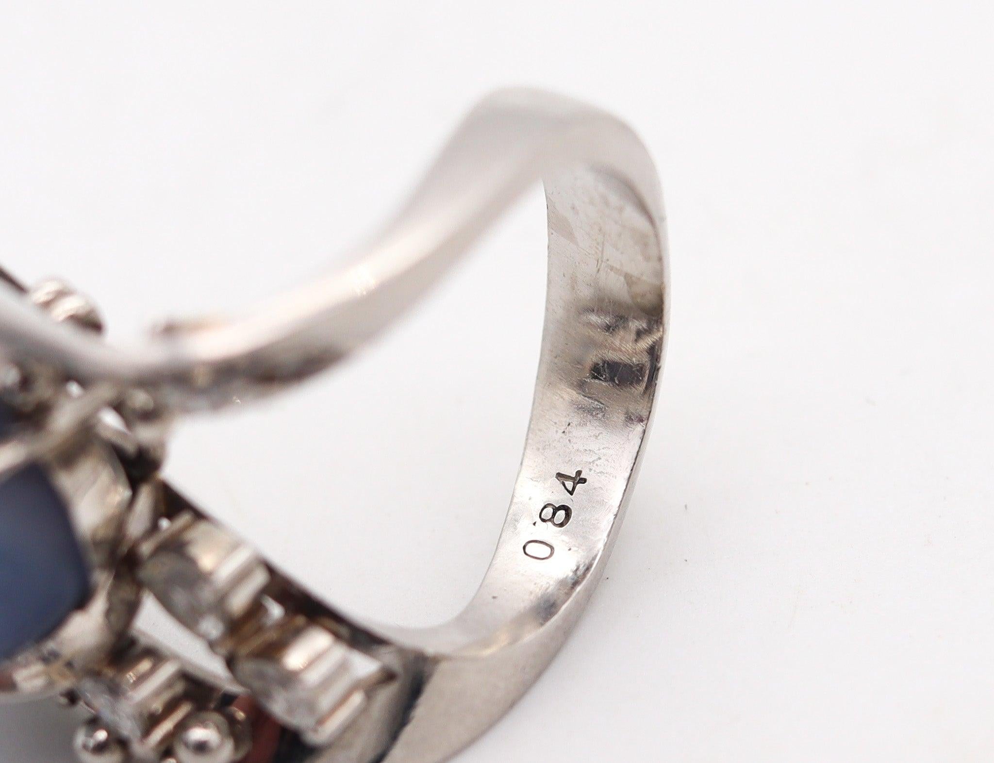 GIA CERTIFIED Cocktail Ring In Platinum With 15.40 Ctw Sapphire And Diamonds For Sale 4