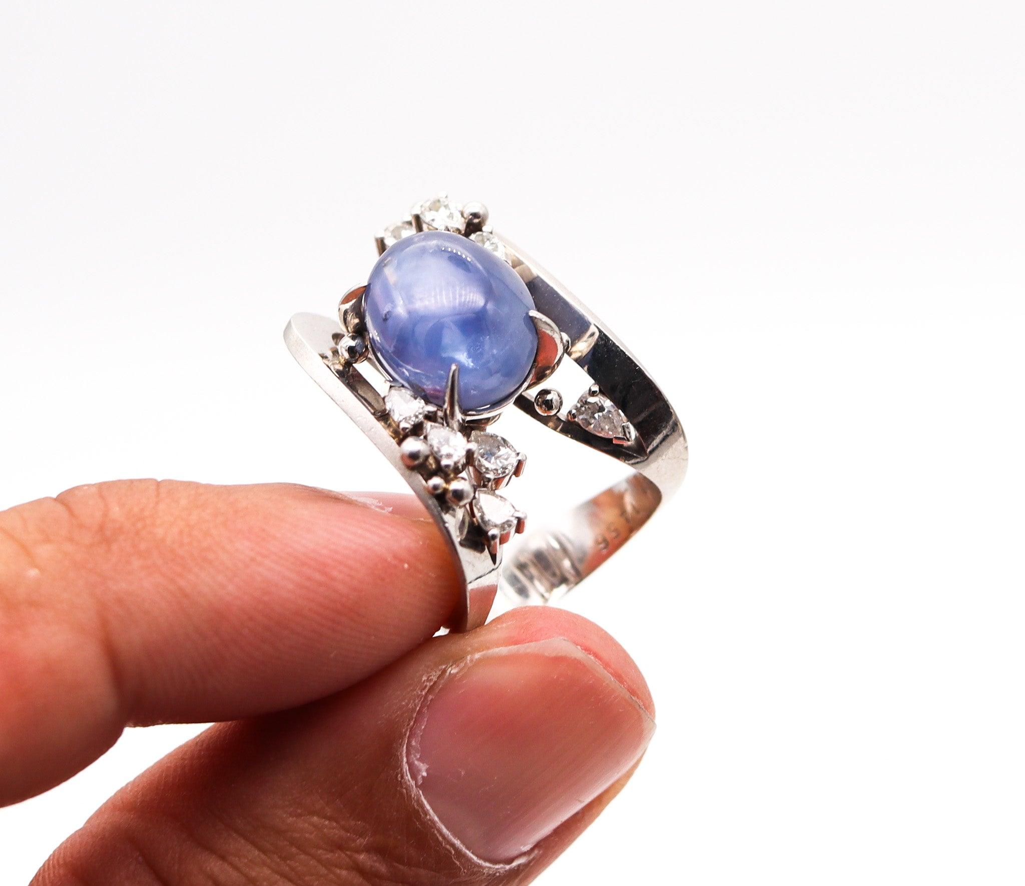 GIA CERTIFIED Cocktail Ring In Platinum With 15.40 Ctw Sapphire And Diamonds For Sale 1