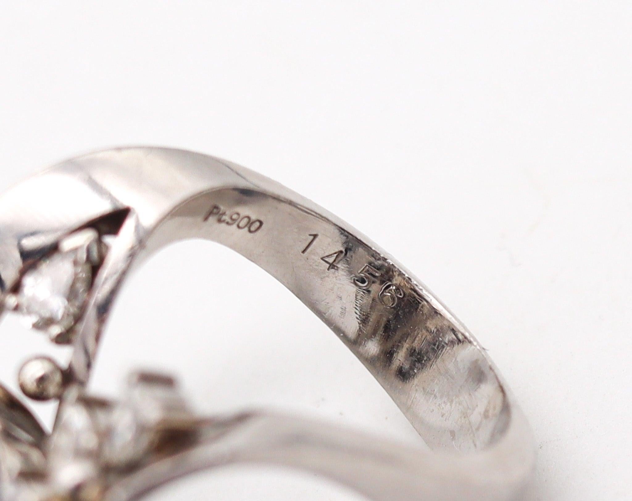 GIA CERTIFIED Cocktail Ring In Platinum With 15.40 Ctw Sapphire And Diamonds For Sale 3