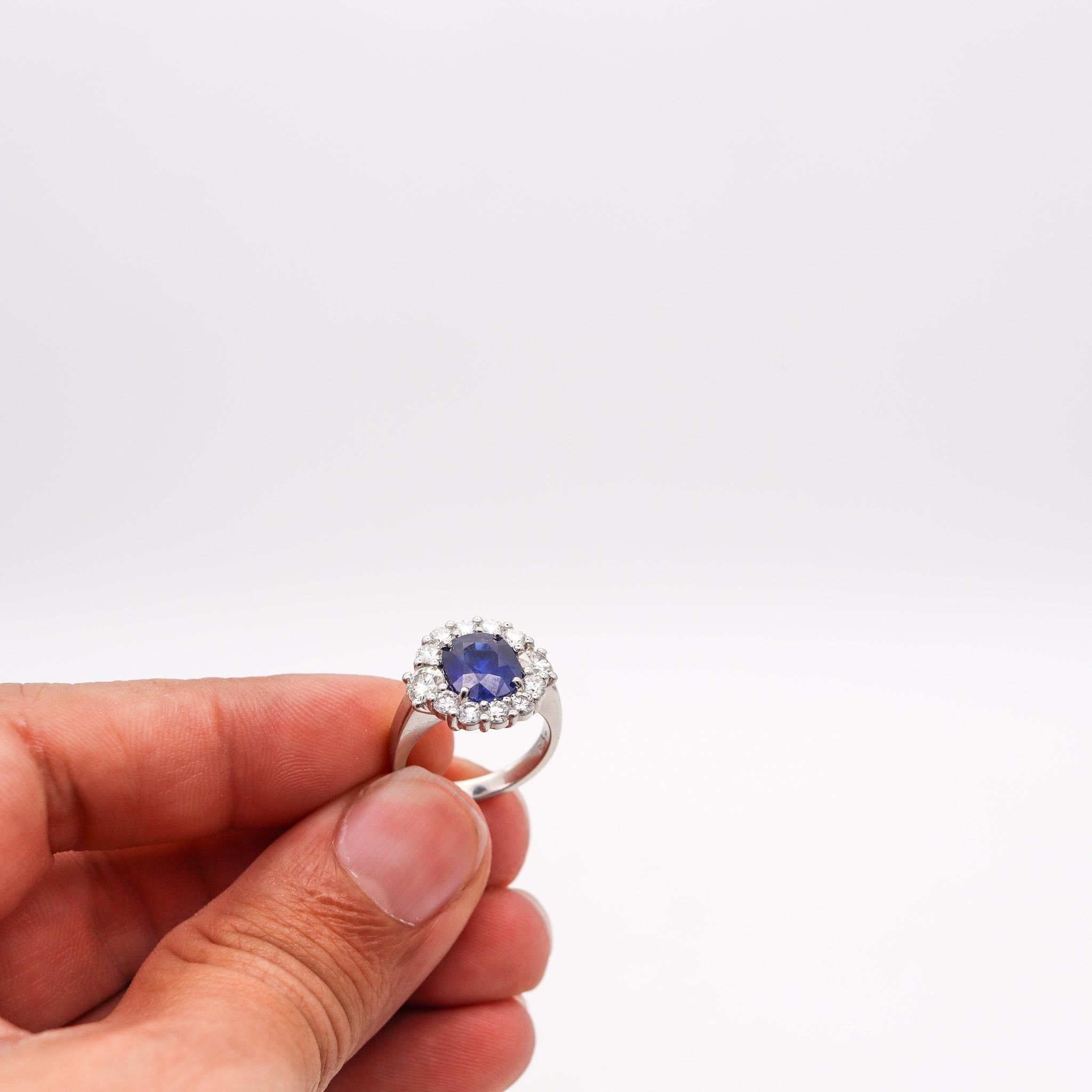 Gia Certified Cocktail Ring In Platinum With 5.79 Ctw In Sapphire And Diamonds For Sale 1