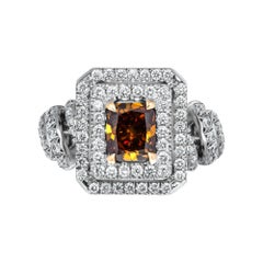 GIA Certified Cocktail Ring with 1.01 Carat Fancy Deep Orange-Brown Diamond