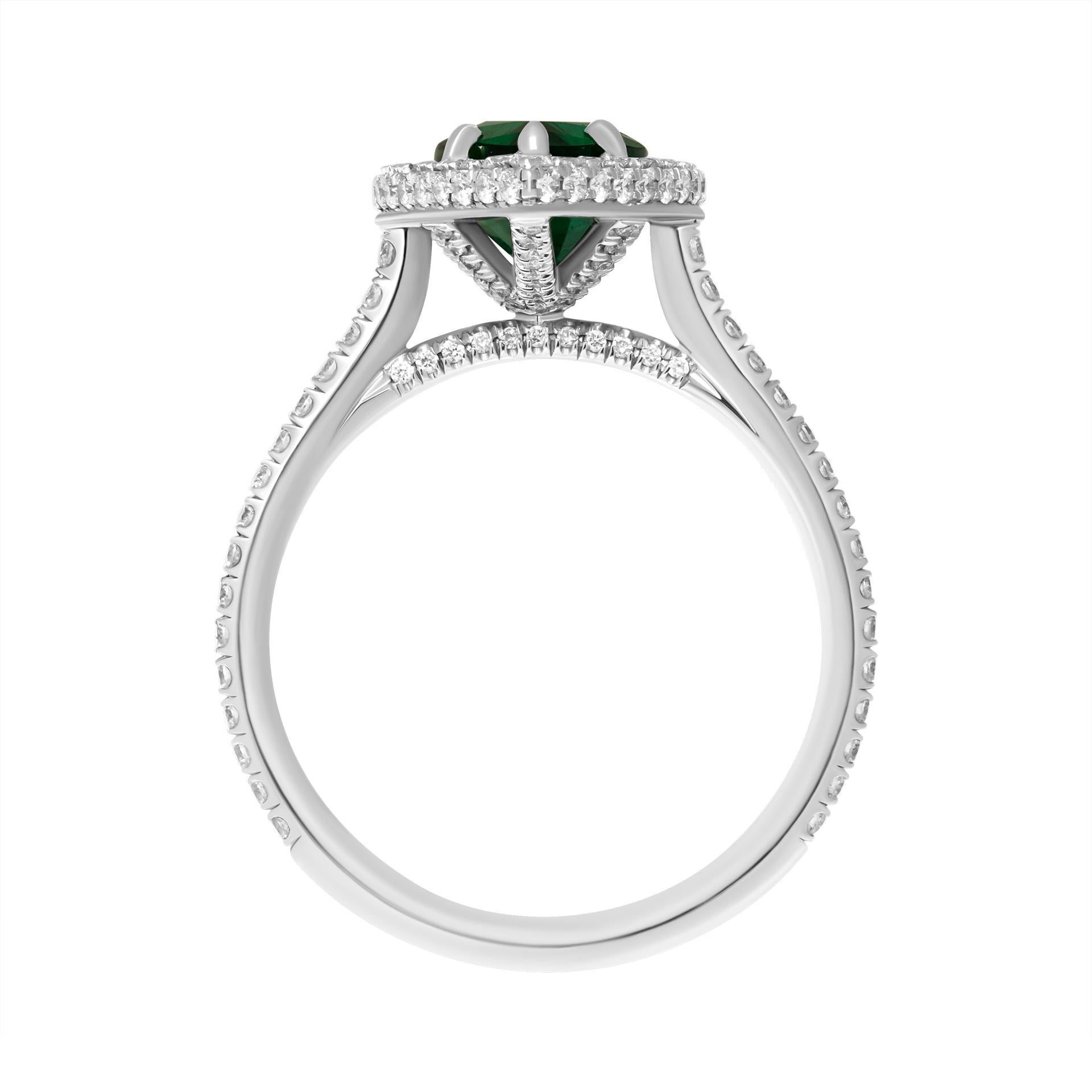 Pear Cut GIA Certified Cocktail Ring with 1.83 Carat Pear Shaped Green Emerald For Sale