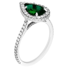 GIA Certified Cocktail Ring with 1.83 Carat Pear Shaped Green Emerald