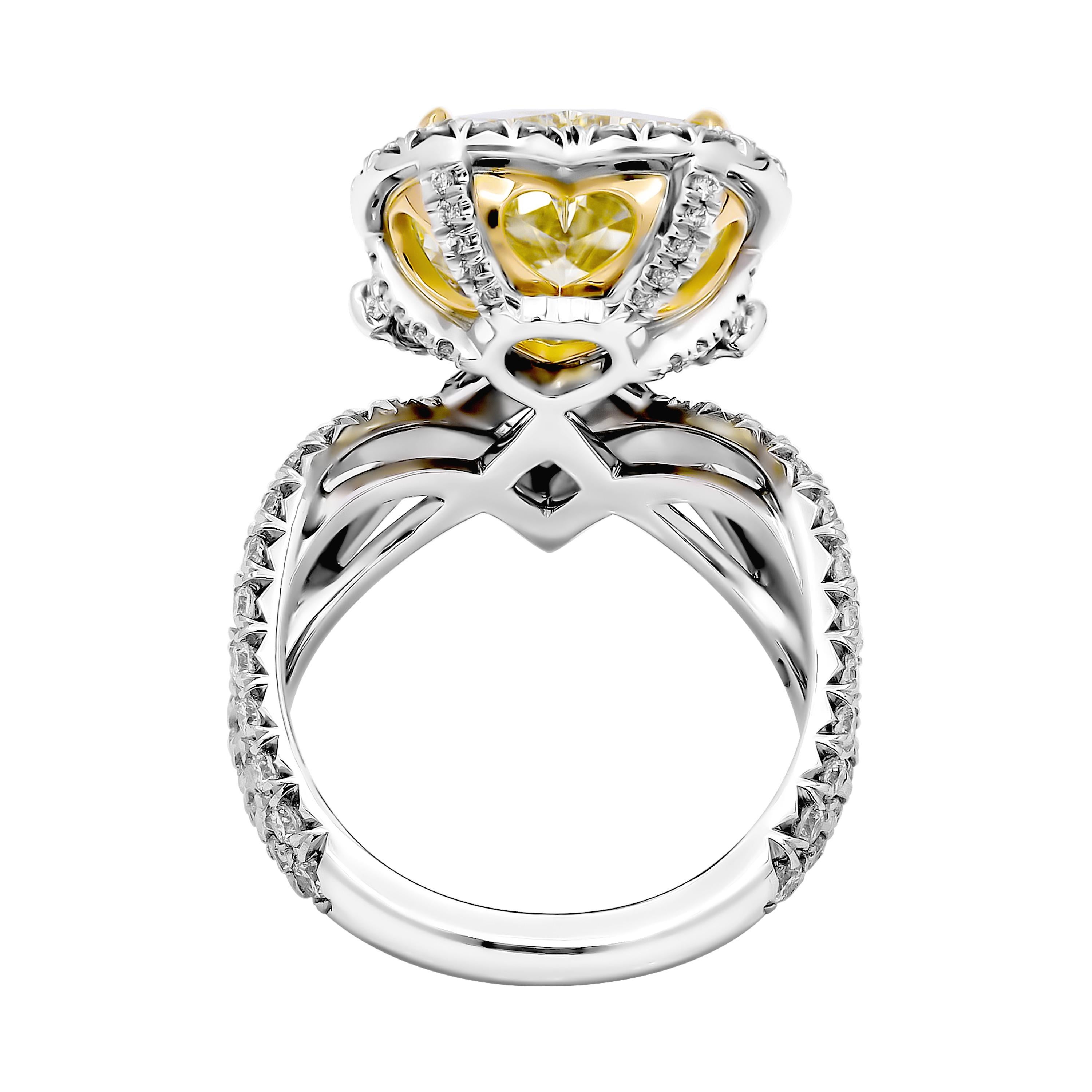 Heart Cut GIA Certified Cocktail Ring with 5.02 Carat Fancy Heart Shape Brilliant For Sale