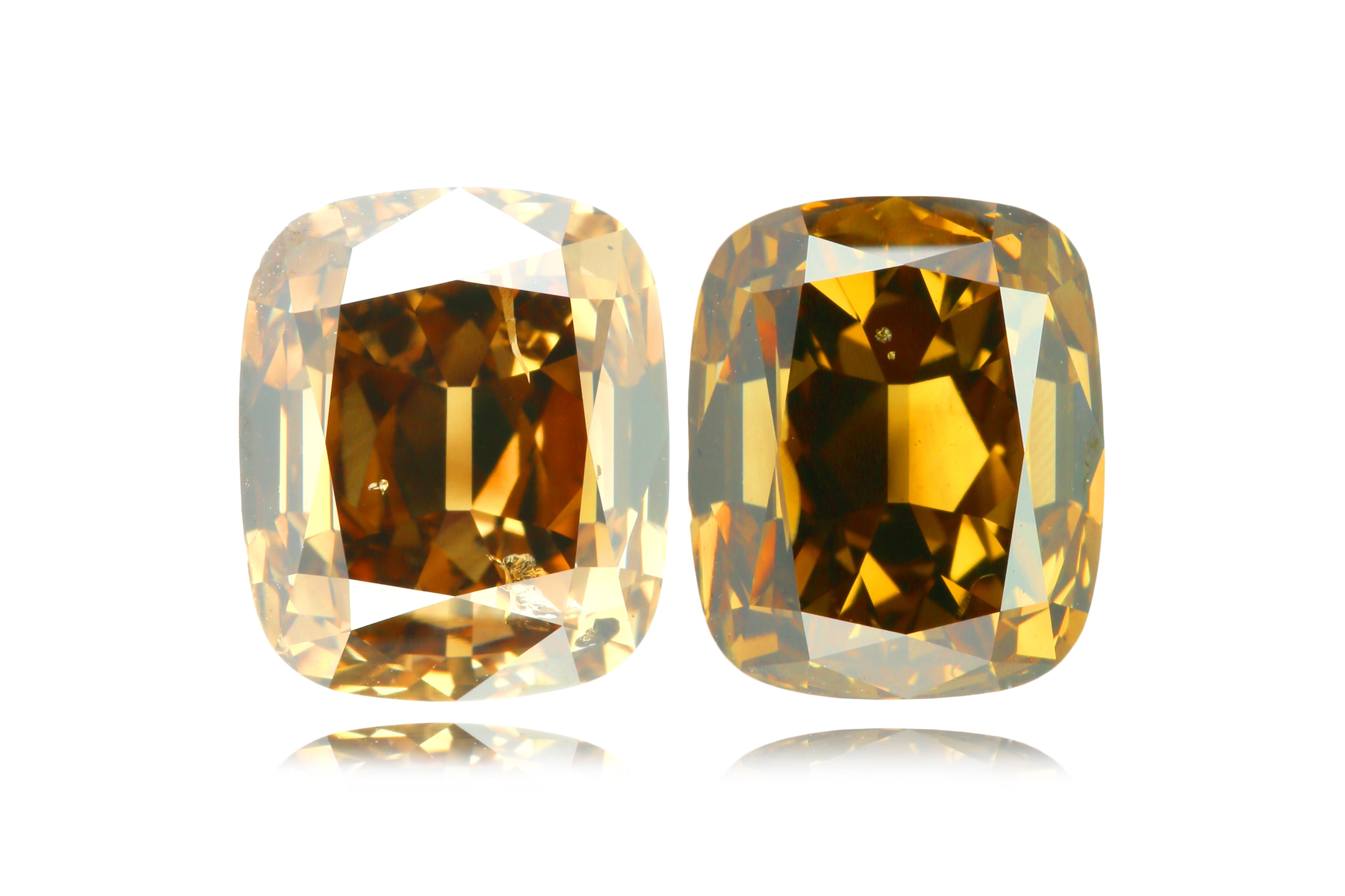 Diamanti Cognac certificati GIA - coppia di diamanti Old Mine da 6,15 carati - per orecchini 5