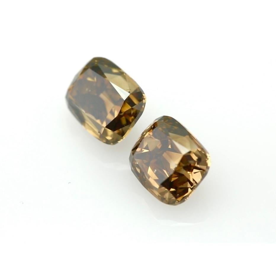Diamanti Cognac certificati GIA - coppia di diamanti Old Mine da 6,15 carati - per orecchini In condizioni Nuovo a Ramat Gan, IL