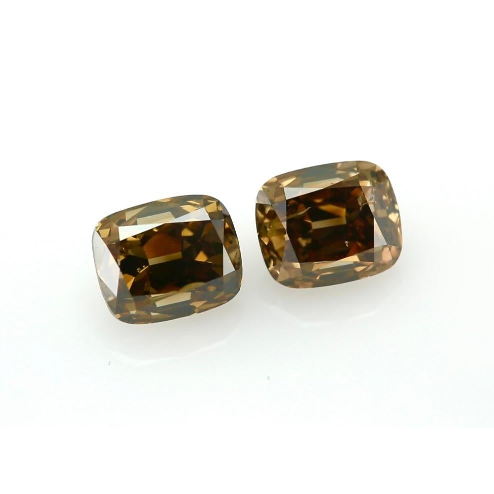 da uomo o donna Diamanti Cognac certificati GIA - coppia di diamanti Old Mine da 6,15 carati - per orecchini