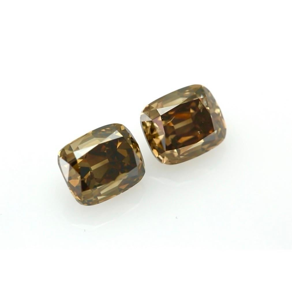 Diamanti Cognac certificati GIA - coppia di diamanti Old Mine da 6,15 carati - per orecchini 1