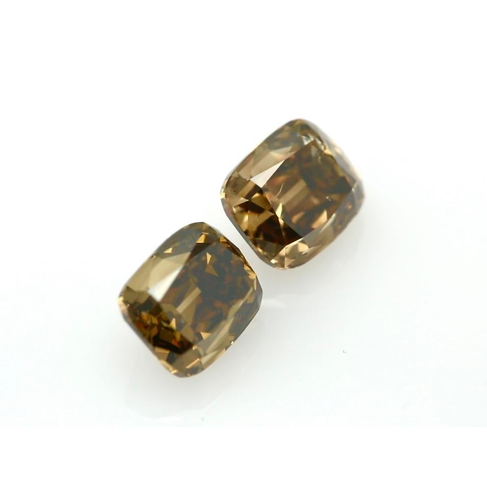 Diamanti Cognac certificati GIA - coppia di diamanti Old Mine da 6,15 carati - per orecchini 2