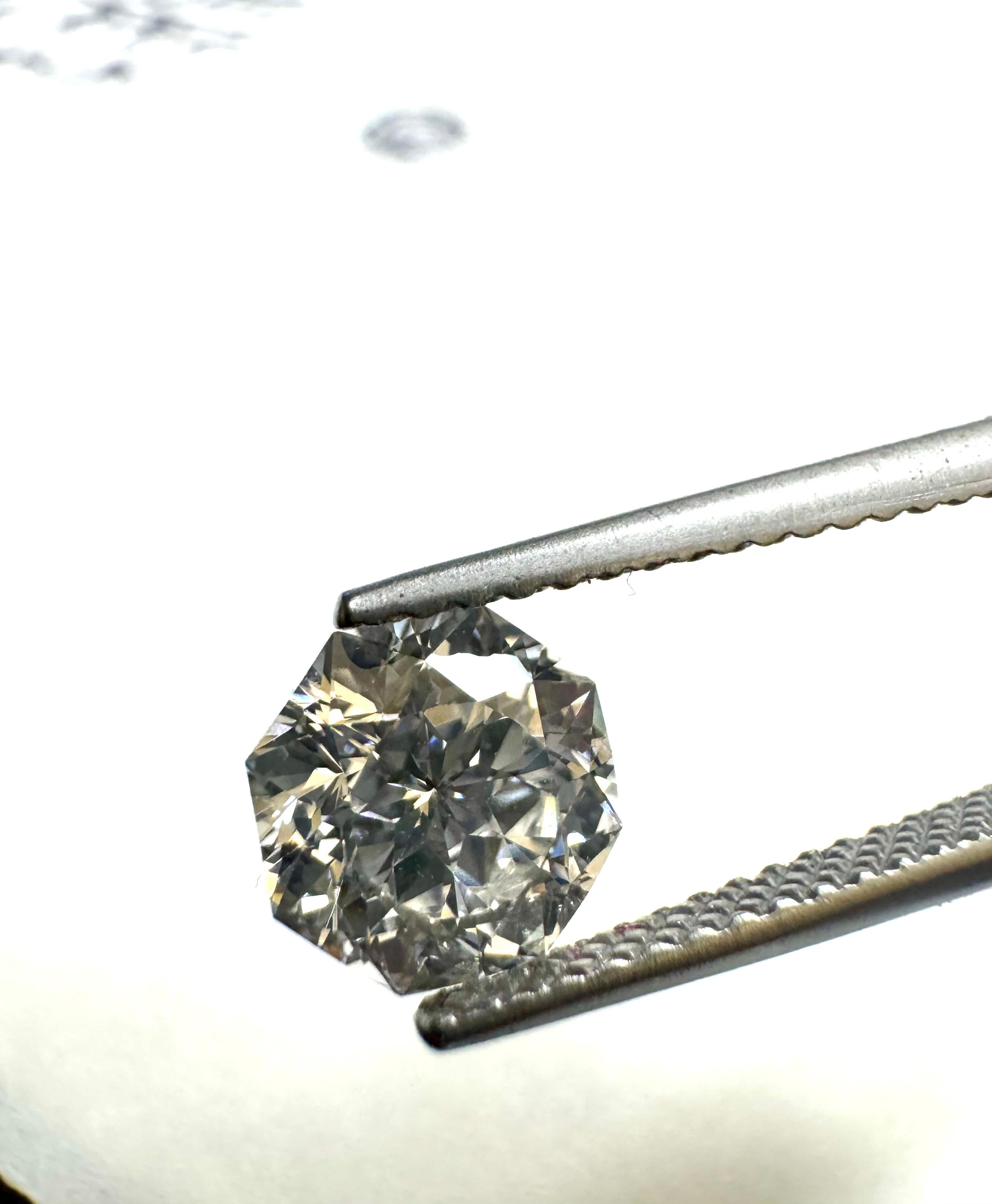Modern GIA Certified Collection 1.26 Carat E VS1 Octagonal Modified Brilliant Diamond For Sale