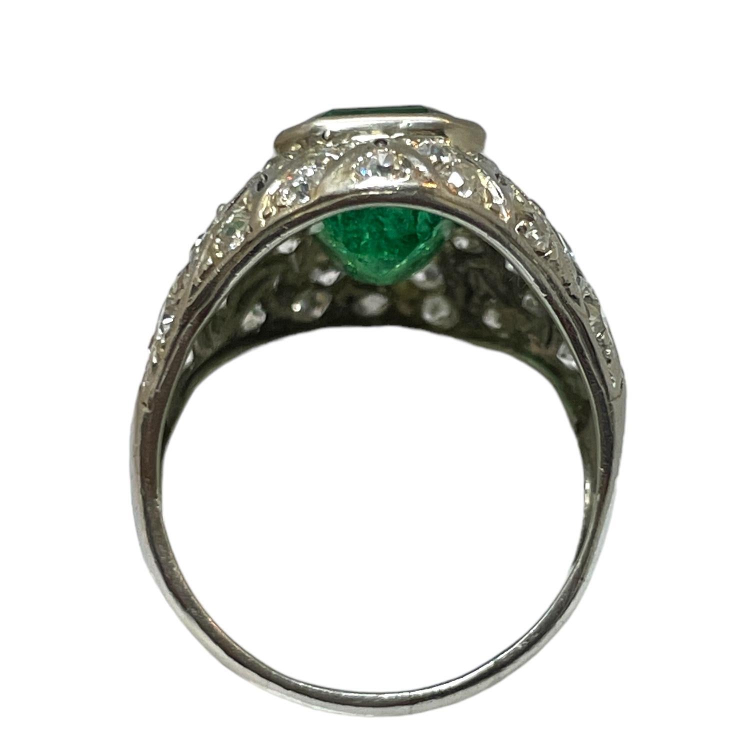 GIA zertifiziert kolumbianischen Smaragd Art Deco Ring: Ein Platin-Schatz aus den 1930er Jahren für Damen oder Herren