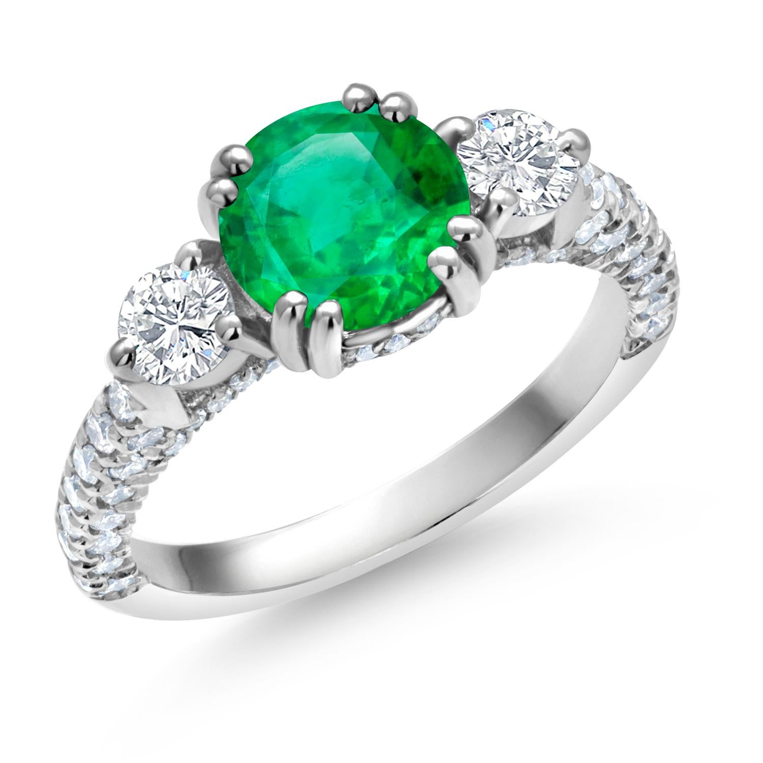 GIA Certified Colombian Emerald Diamond 2.85 Carat 18 Karat Gold Cocktail Ring For Sale 4