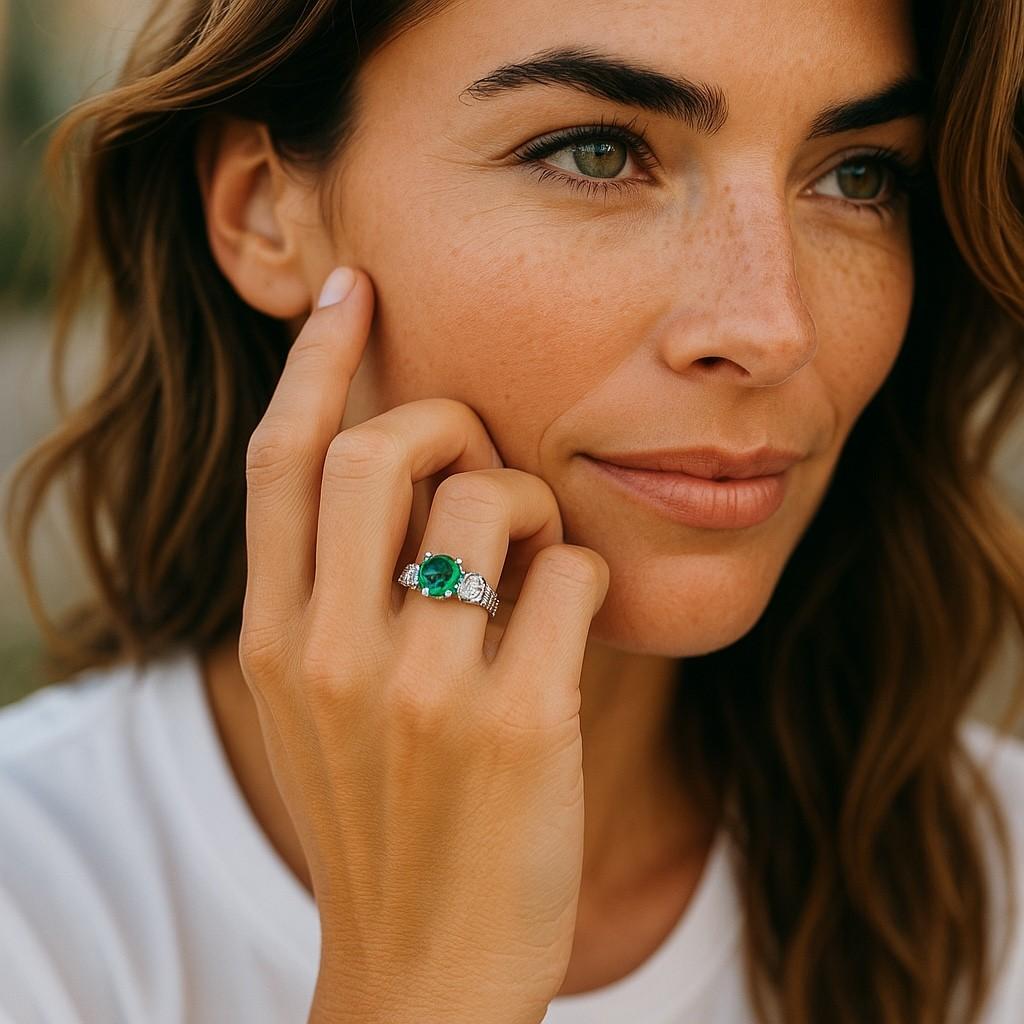 Bague cocktail en or 18 carats avec diamants et émeraude de Colombie de 2,85 carats certifiée GIA en vente 1