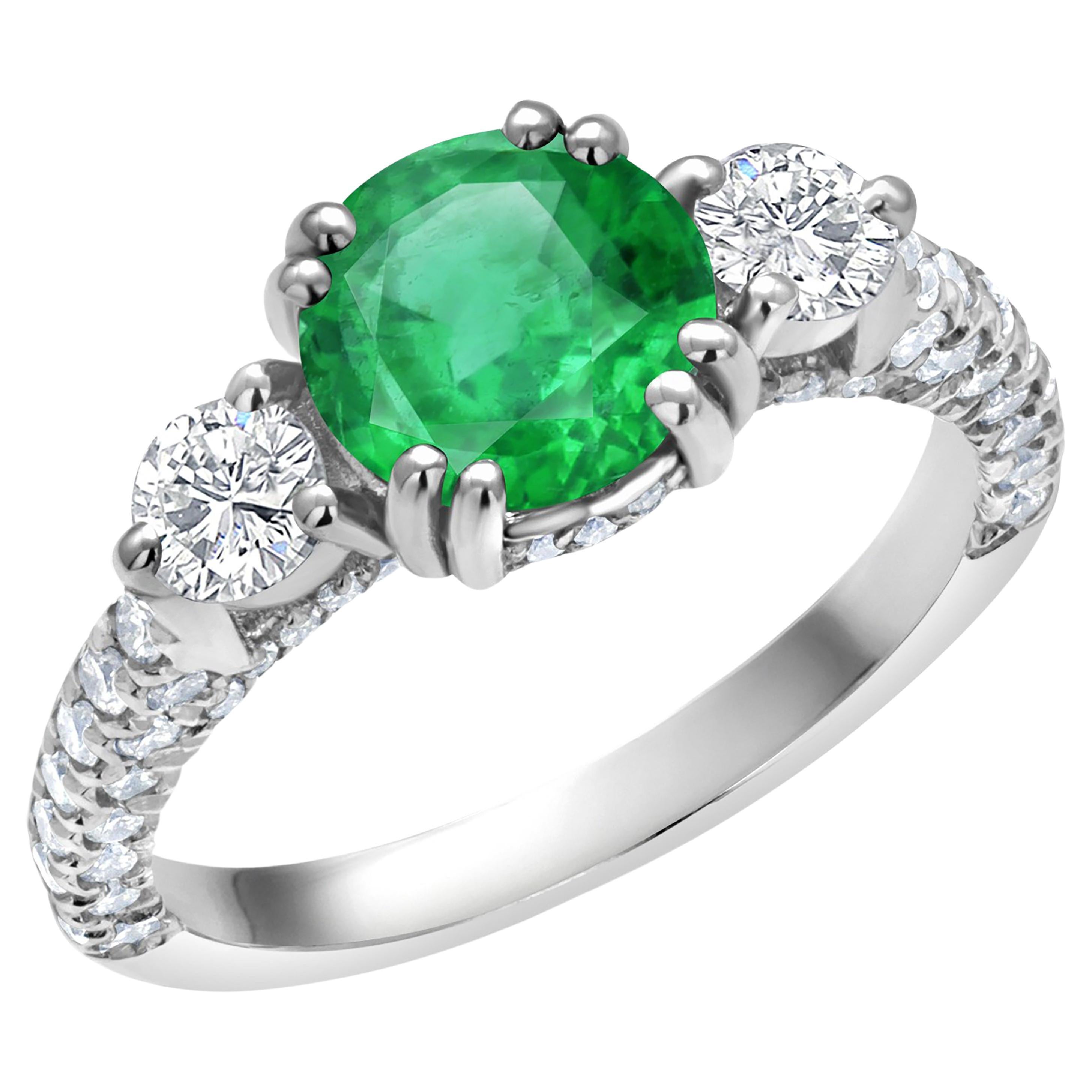 GIA Certified Colombian Emerald Diamond 2.85 Carat 18 Karat Gold Cocktail Ring For Sale