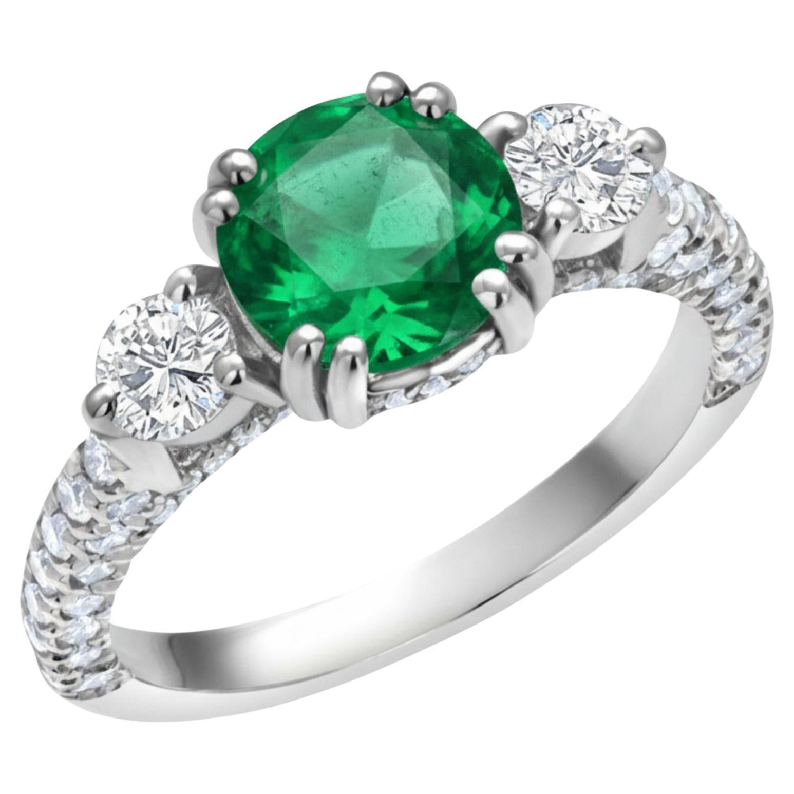 Diamante Esmeralda Colombiano Certificado GIA 2,85 Quilates Anillo de Cóctel de Oro de 18 Kilates