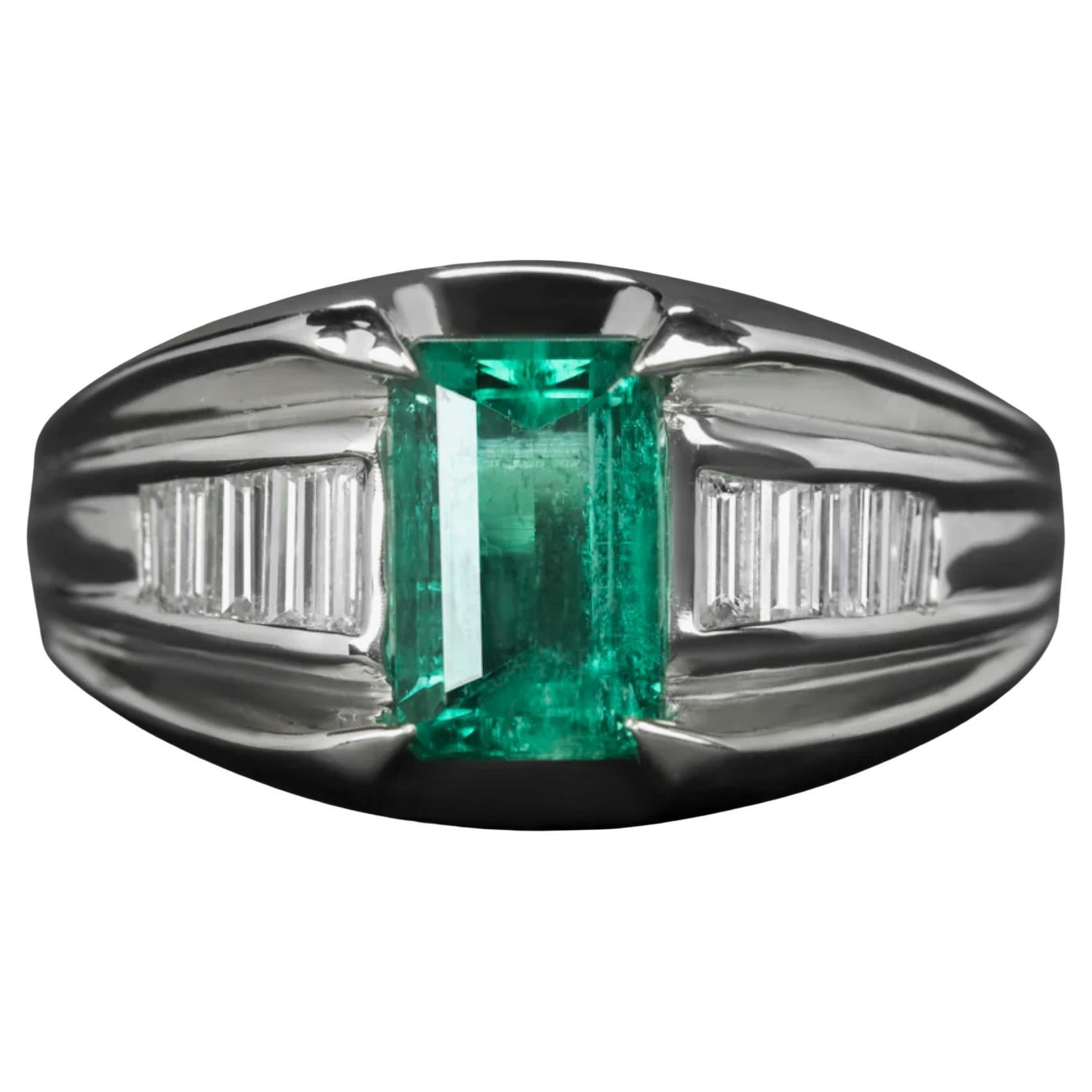 Anillo de Diamante Esmeralda Colombiana Certificado GIA 13 gr Platino