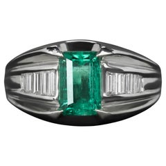 Anillo de Diamante Esmeralda Colombiana Certificado GIA 13 gr Platino