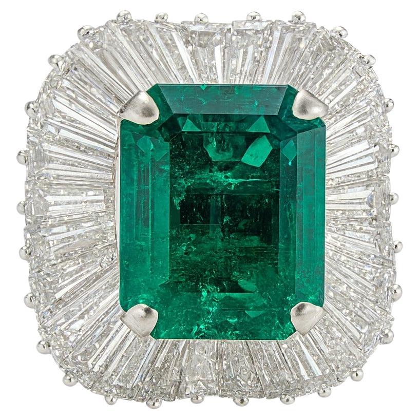 GIA zertifiziert kolumbianischen Smaragd Diamant Platin Ballerina Ring (Zeitgenössisch) im Angebot