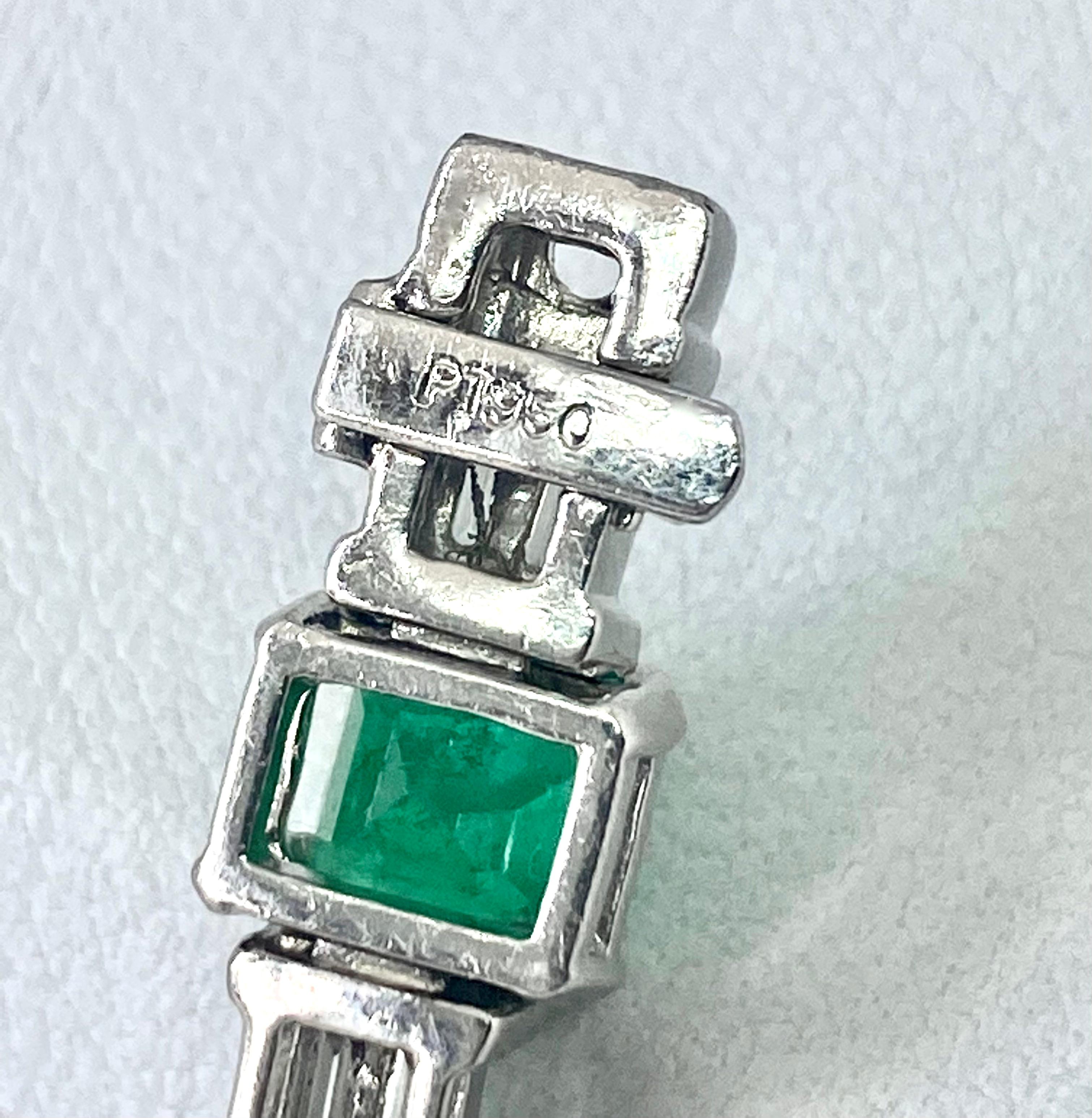 GIA-zertifizierter kolumbianischer Smaragd-Diamant-Platin-Armband im Angebot 4