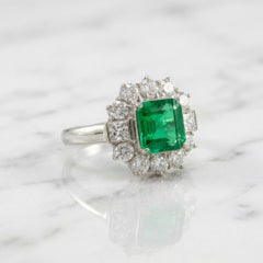 GIA Certified Colombian Emerald Diamond Platinum Ring 4.00ctw Estate
