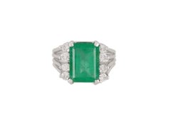 GIA Certified Colombian Emerald & Diamond Ring in White Gold