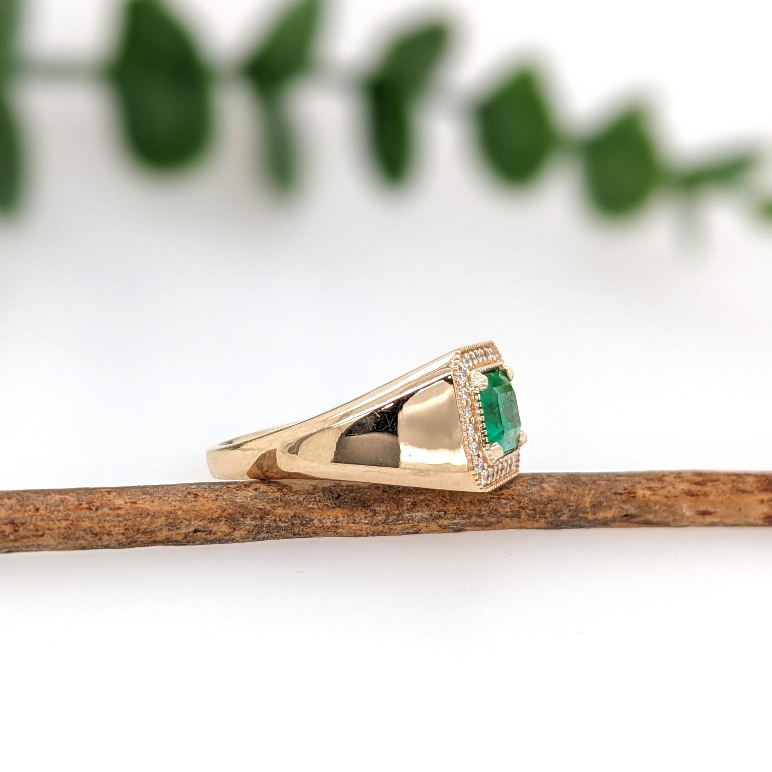 GIA Certified Colombian Emerald Ring w Earth Mined Diamonds in Solid 14K Gold In New Condition For Sale In Columbus, OH