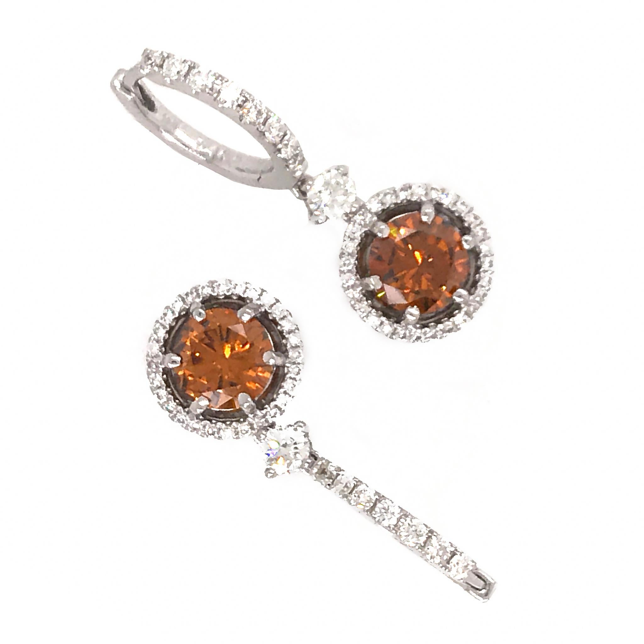 Women's GIA Certified Colored Diamond Drop Earrings For Sale