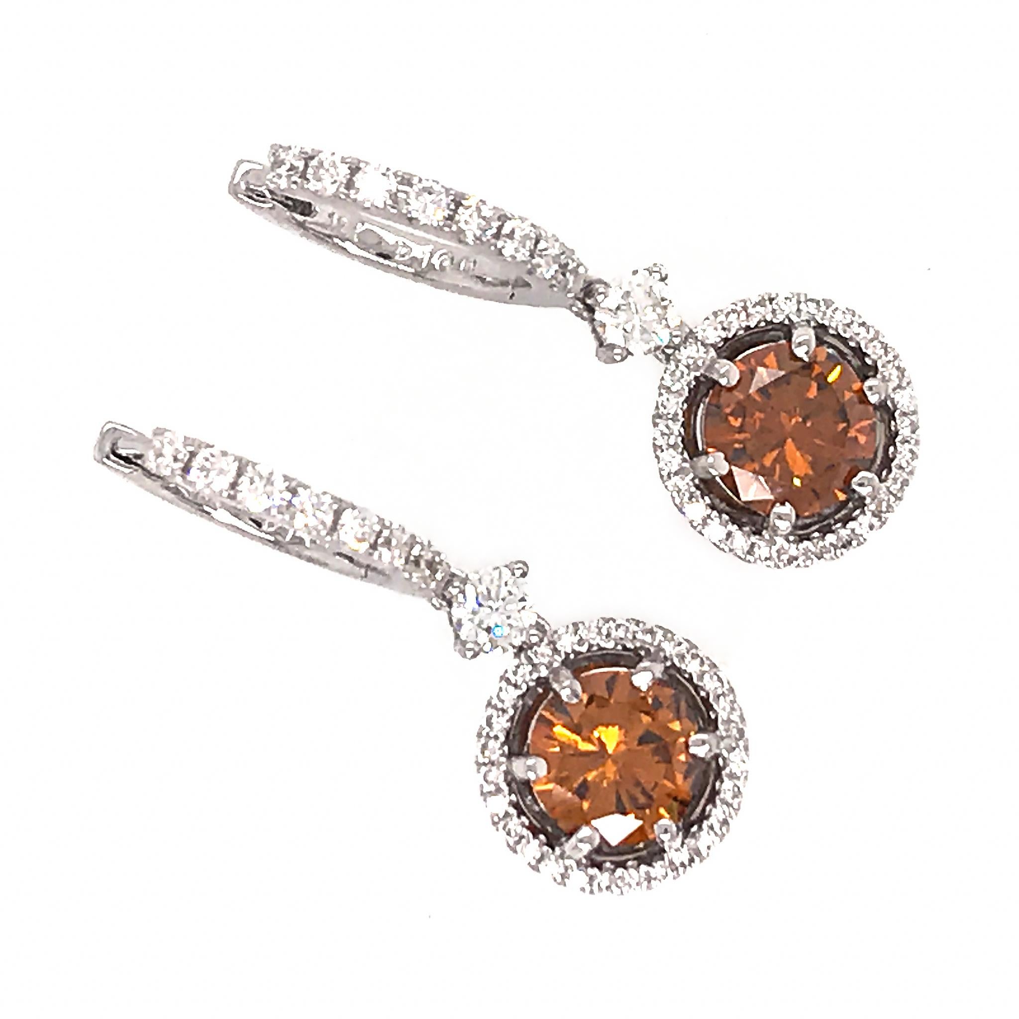 GIA Certified Colored Diamond Drop Earrings For Sale 2